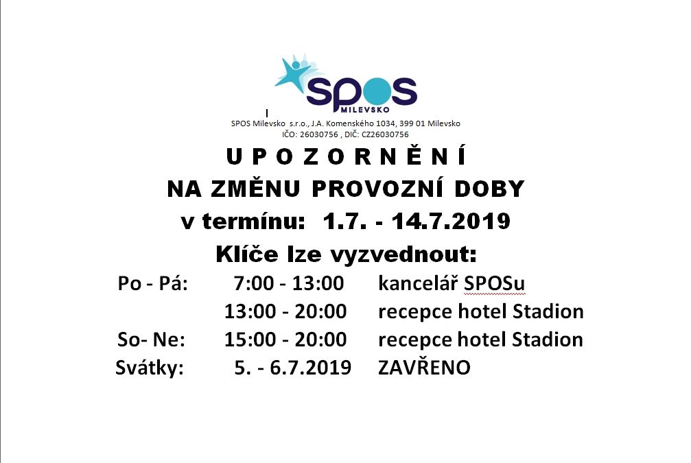 Úprava provozu posilovny 1.7. – 14.7.